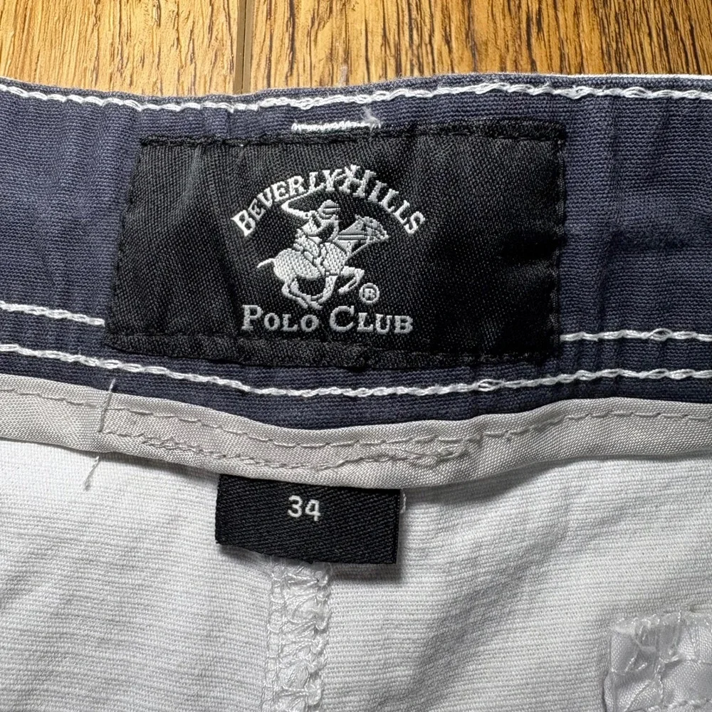 Beverly Hills Polo Club White Cargo Shorts Mens 34 Stretch Cotton Utility Baggy - Picture 7 of 11